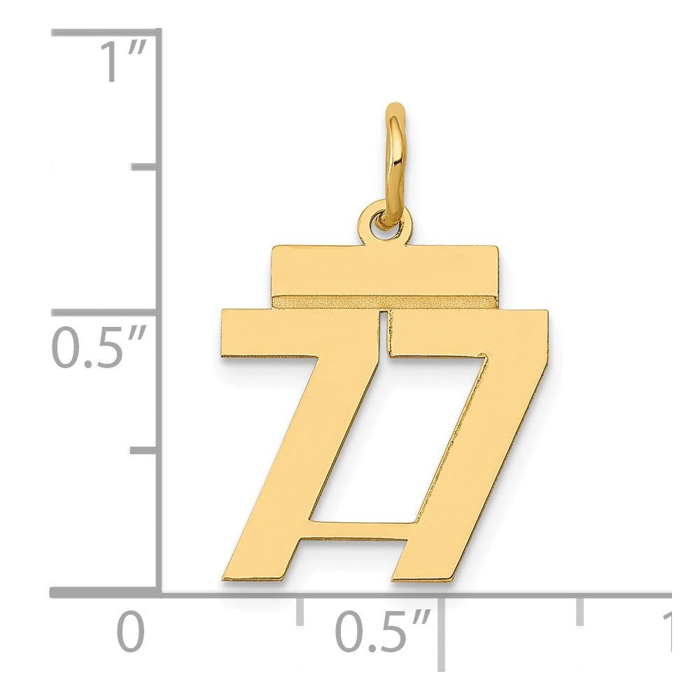 14K Yellow Gold Small Polished Number 77 Charm