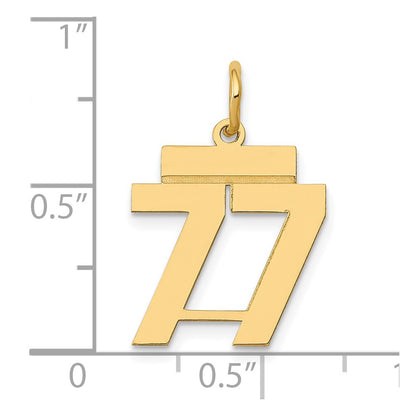 14K Yellow Gold Small Polished Number 77 Charm