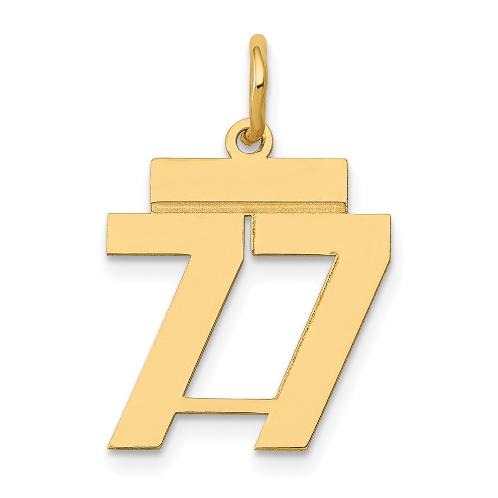 14K Yellow Gold Small Polished Number 77 Charm