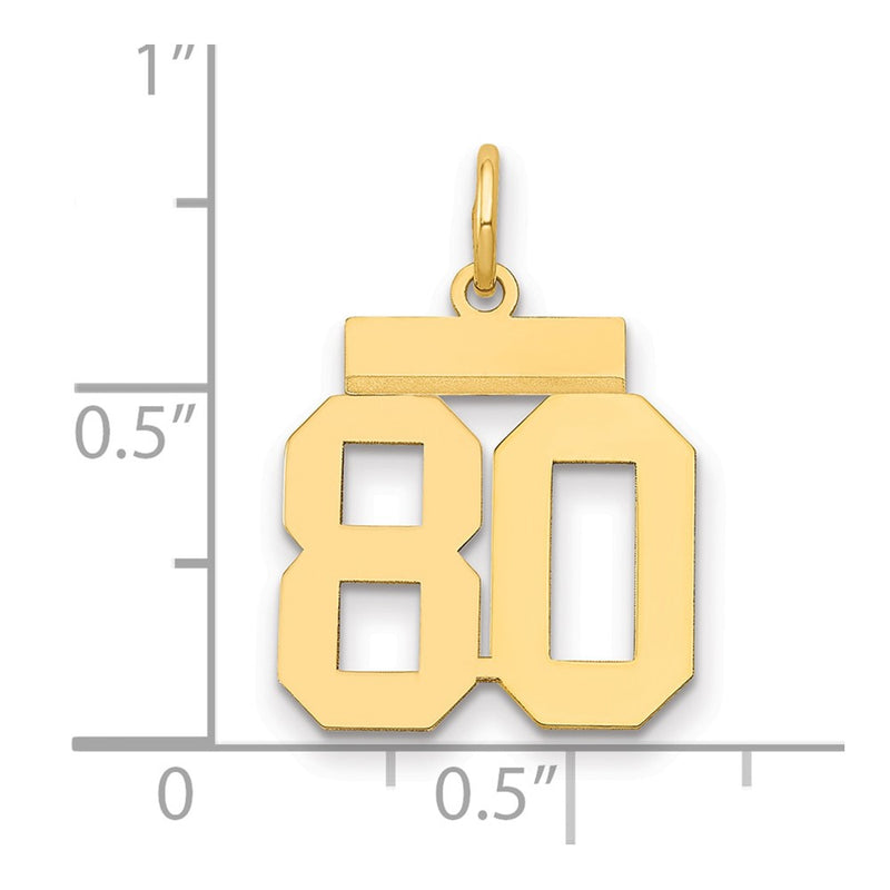 14k Yellow Gold Small Polished Number 80 Charm