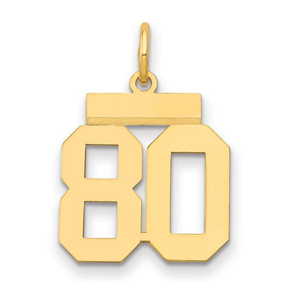 14k Yellow Gold Small Polished Number 80 Charm