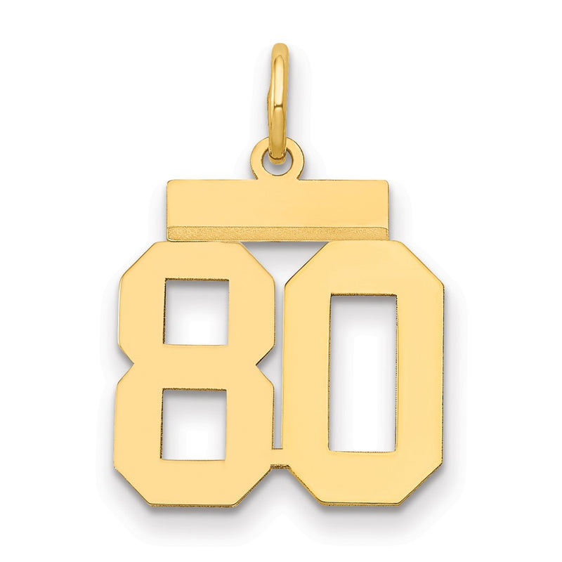 14k Yellow Gold Small Polished Number 80 Charm