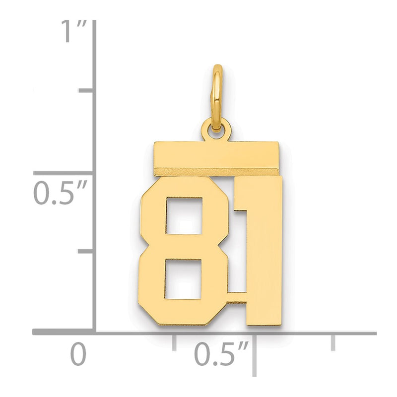 14k Yellow Gold Small Polished Number 81 Charm