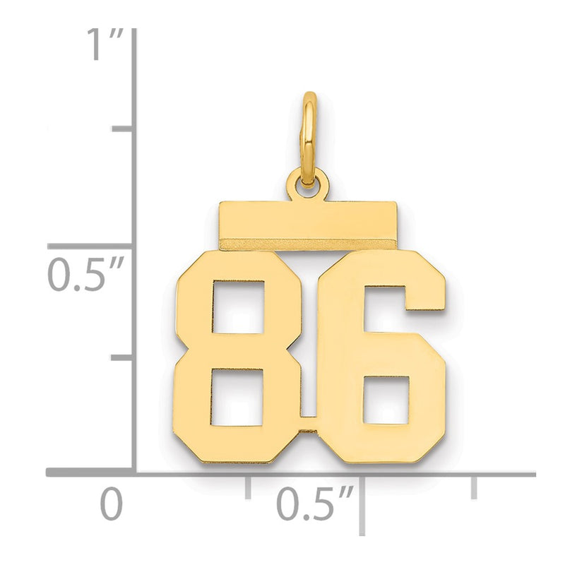 14k Yellow Gold Small Polished Number 86 Charm