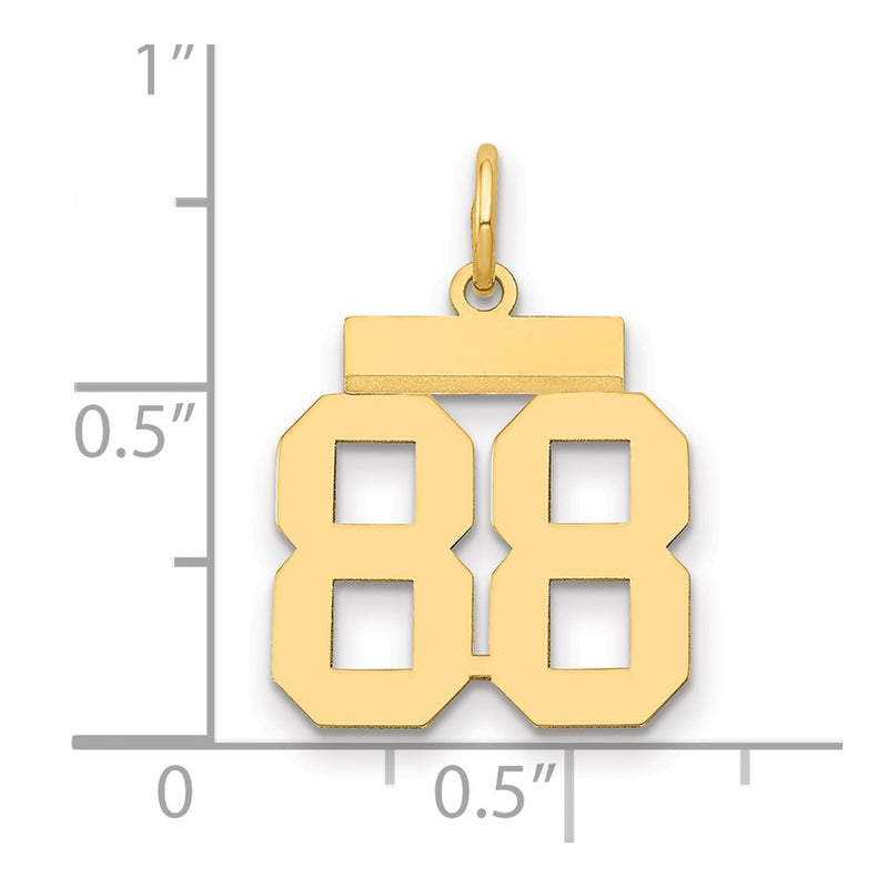 14k Yellow Gold Small Polished Number 88 Charm