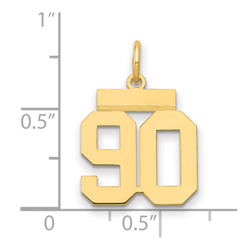 14k Yellow Gold Small Polished Number 90 Charm