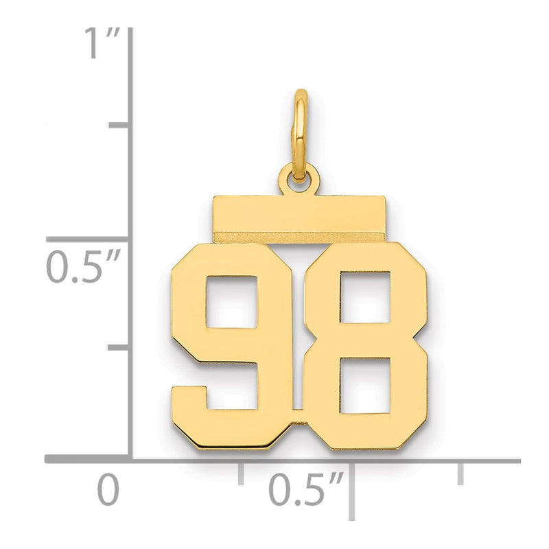 14k Yellow Gold Small Polished Number 98 Charm