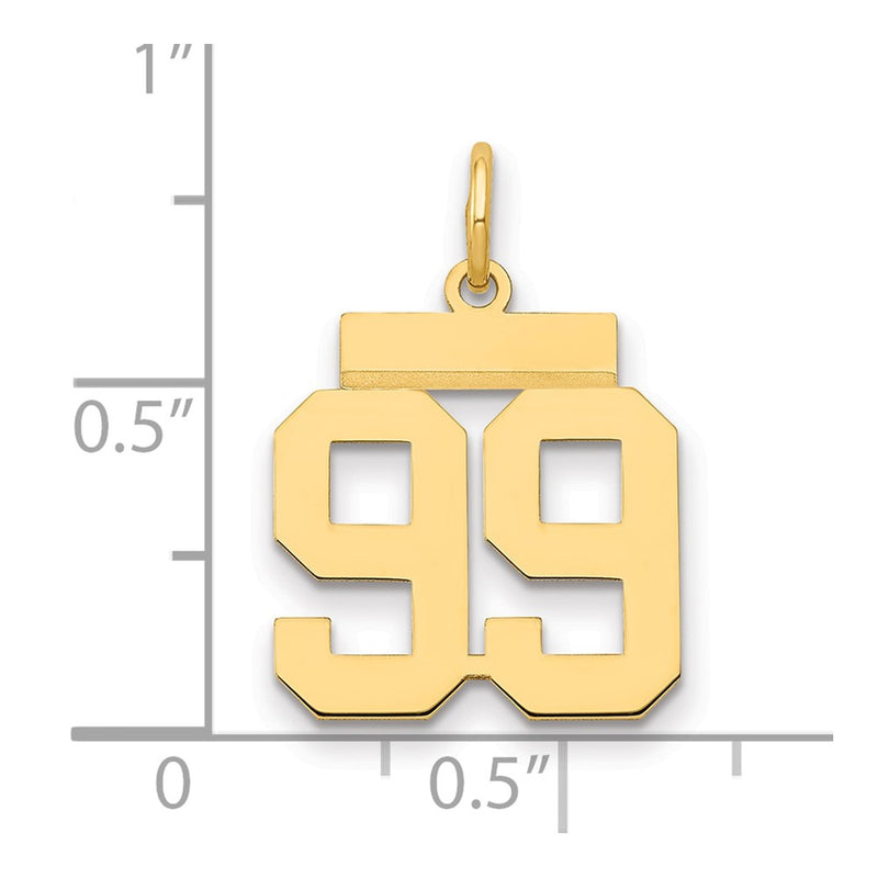 14k Yellow Gold Small Polished Number 99 Charm