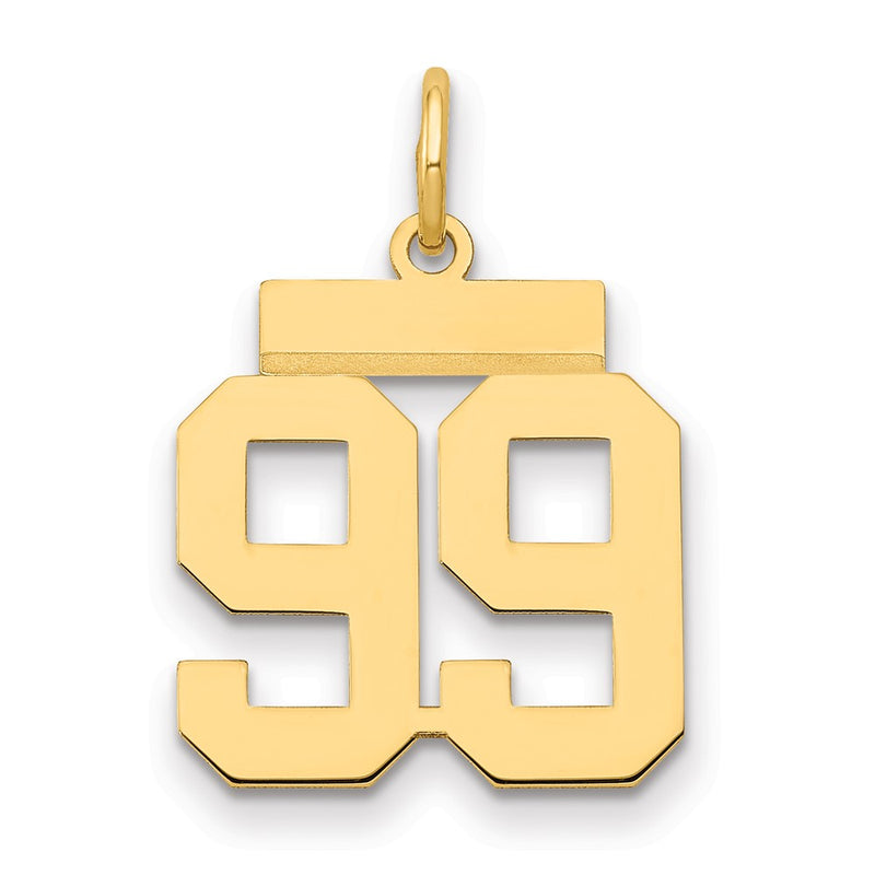 14k Yellow Gold Small Polished Number 99 Charm