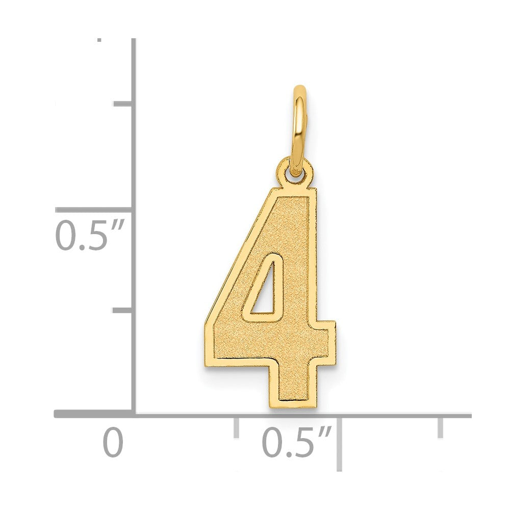 14k Yellow Gold 14k Medium Satin Number 4 Charm