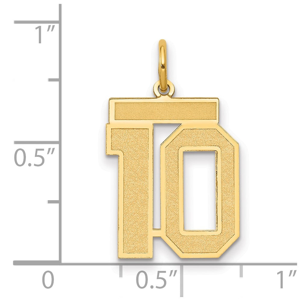 14k Yellow Gold 14k Medium Satin Number 10 Charm