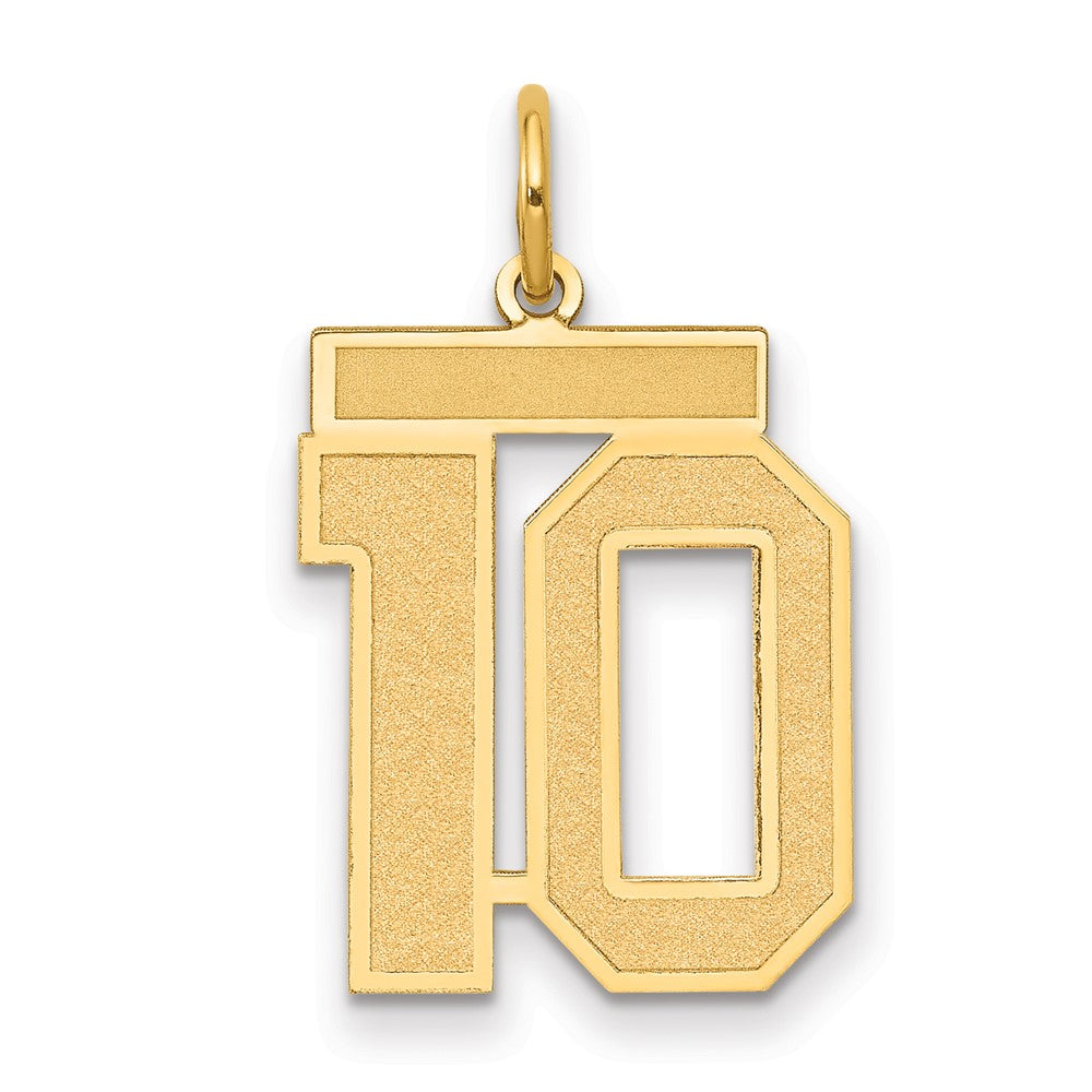 10K Yellow Gold Medium Satin Number 10 Charm