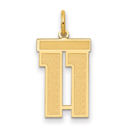 10K Yellow Gold Medium Satin Number 11 Charm