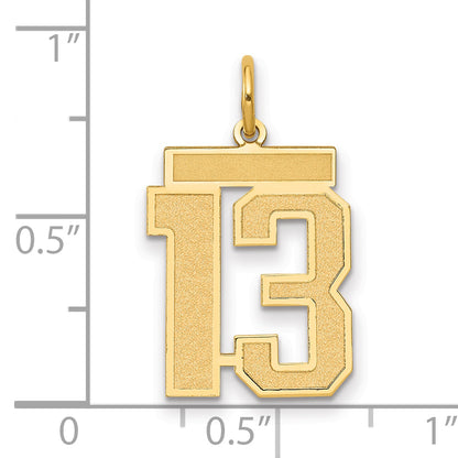 10K Yellow Gold Medium Satin Number 13 Charm