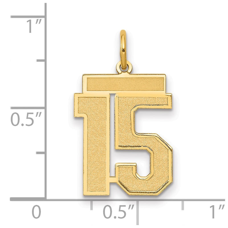 14k Yellow Gold 14k Medium Satin Number 15 Charm