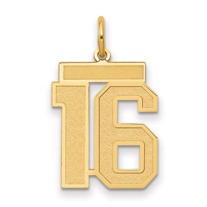 10K Yellow Gold Medium Satin Number 16 Charm