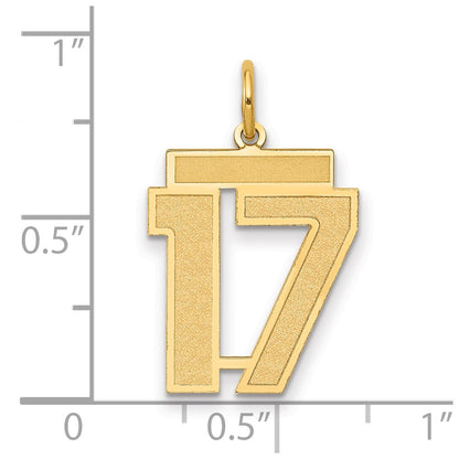 10K Yellow Gold Medium Satin Number 17 Charm