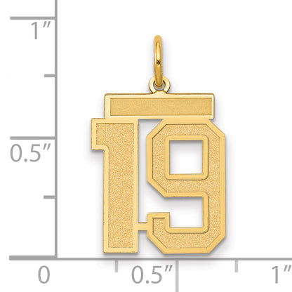 10K Yellow Gold Medium Satin Number 19 Charm