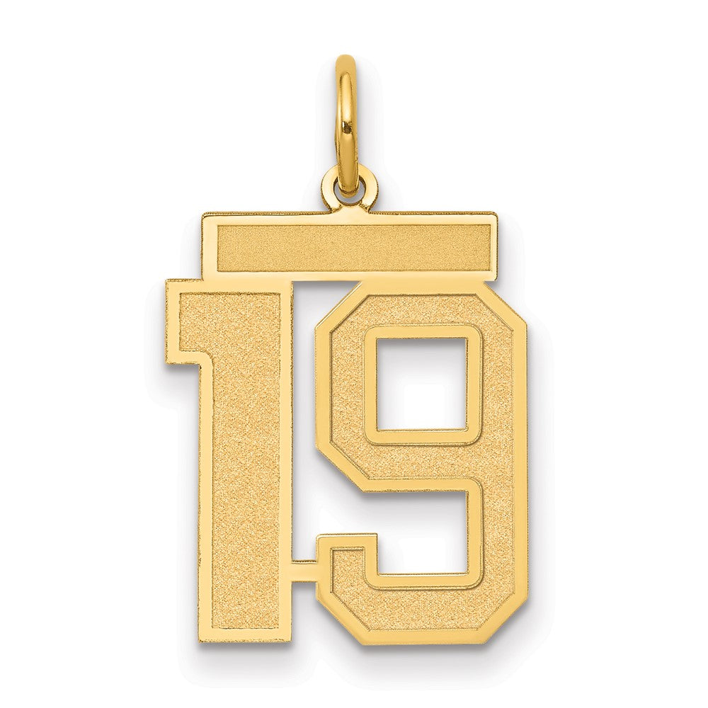 14K Yellow Gold Medium Satin Number 19 Charm
