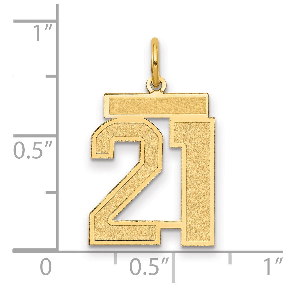 14k Yellow Gold 14k Medium Satin Number 21 Charm