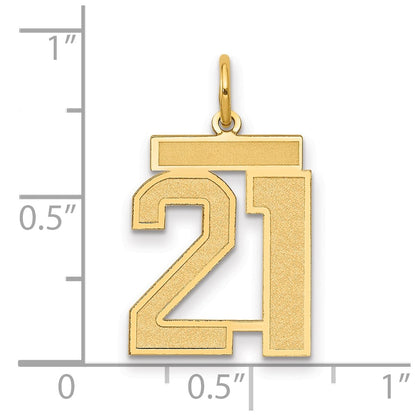 14k Yellow Gold 14k Medium Satin Number 21 Charm