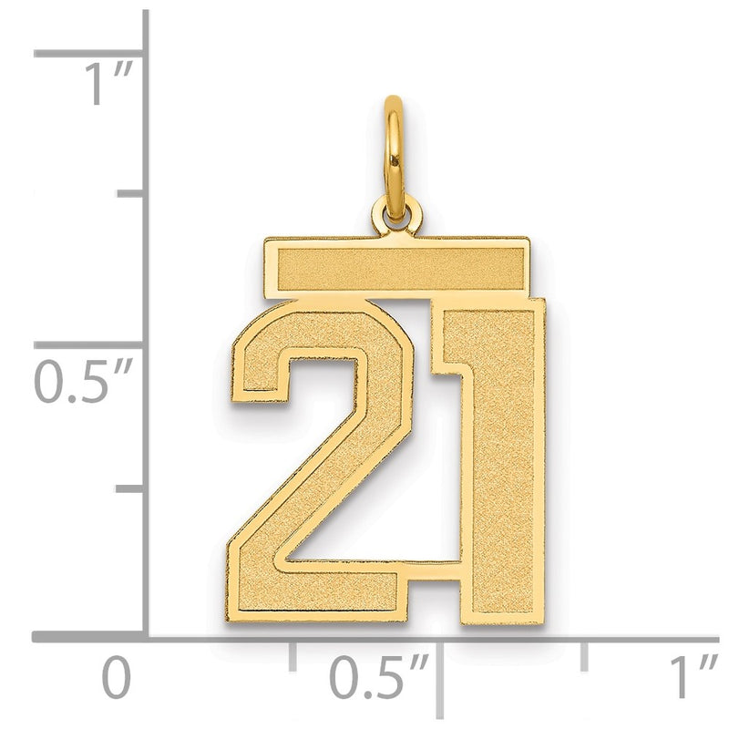 14k Yellow Gold 14k Medium Satin Number 21 Charm