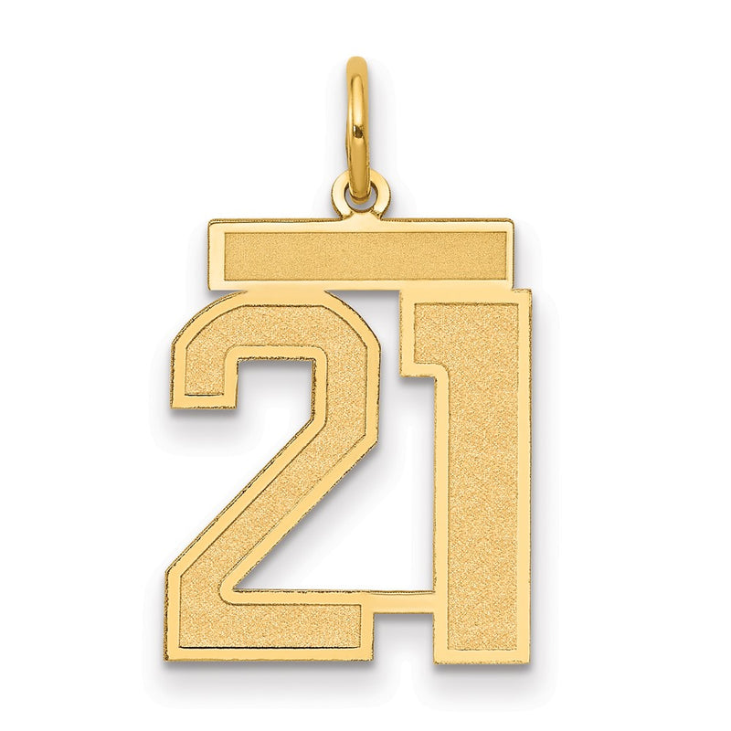 14k Yellow Gold 14k Medium Satin Number 21 Charm