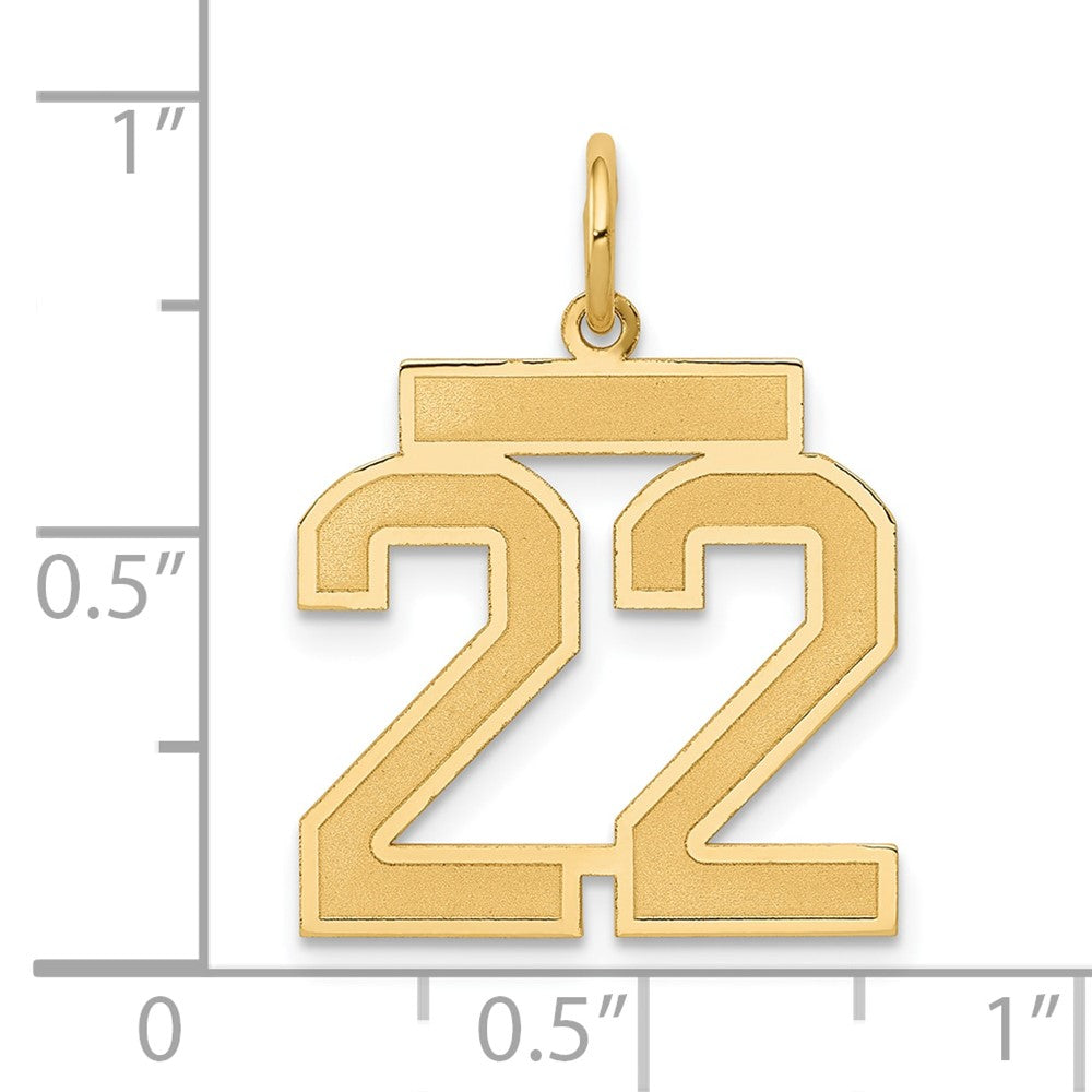 14k Yellow Gold 14k Medium Satin Number 22 Charm