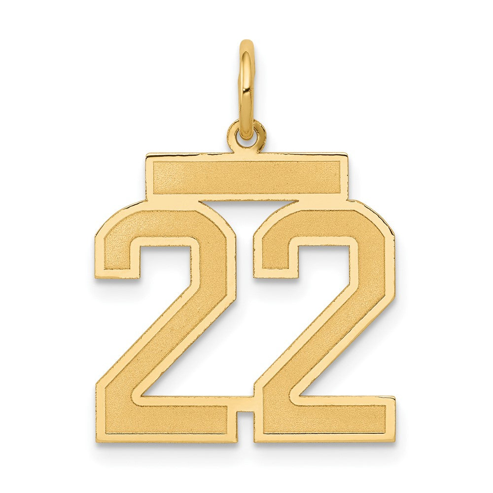 10K Yellow Gold Medium Satin Number 22 Charm