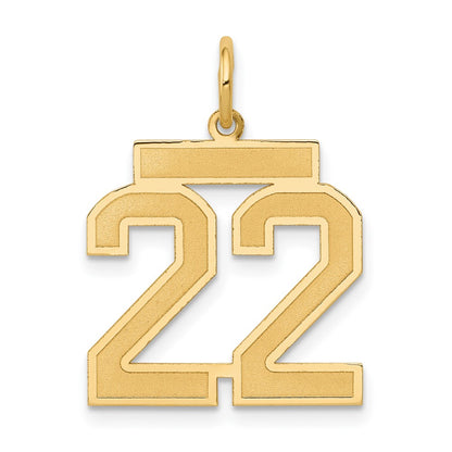 10K Yellow Gold Medium Satin Number 22 Charm