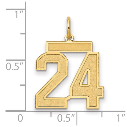 14k Yellow Gold 14k Medium Satin Number 24 Charm