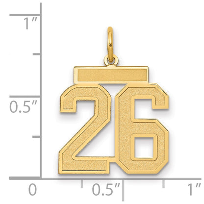 14k Yellow Gold 14k Medium Satin Number 26 Charm