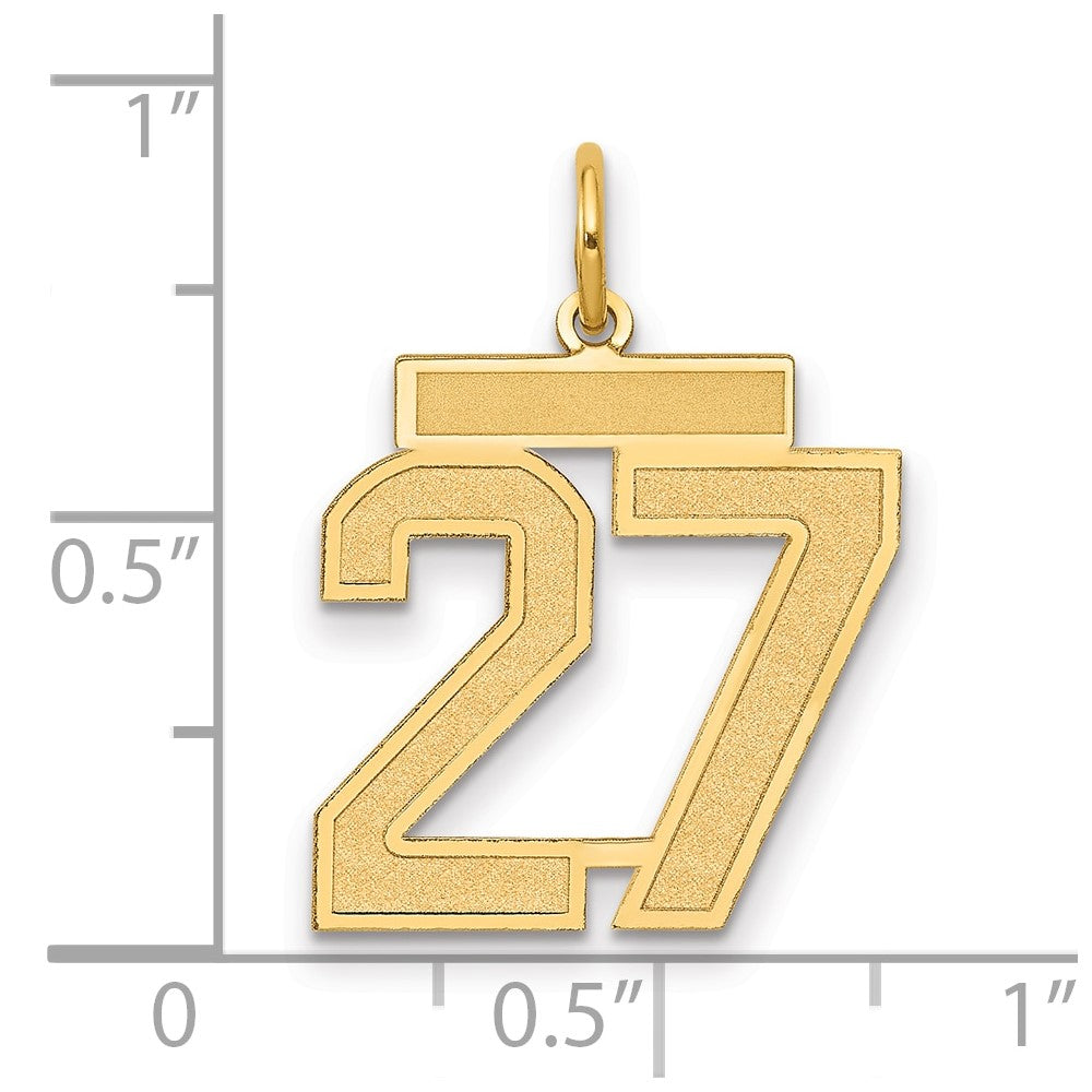 10K Yellow Gold Medium Satin Number 27 Charm