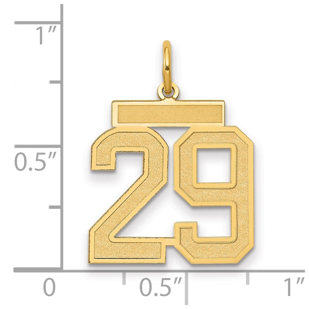 14K Yellow Gold Medium Satin Number 29 Charm