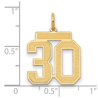 14K Yellow Gold Medium Satin Number 30 Charm