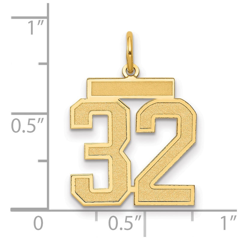 14k Yellow Gold 14k Medium Satin Number 32 Charm