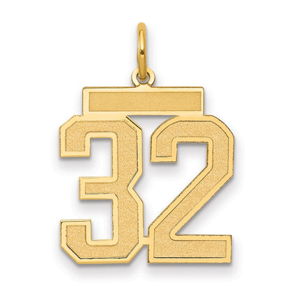 10K Yellow Gold Medium Satin Number 32 Charm