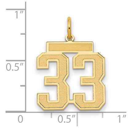 14k Yellow Gold 14k Medium Satin Number 33 Charm