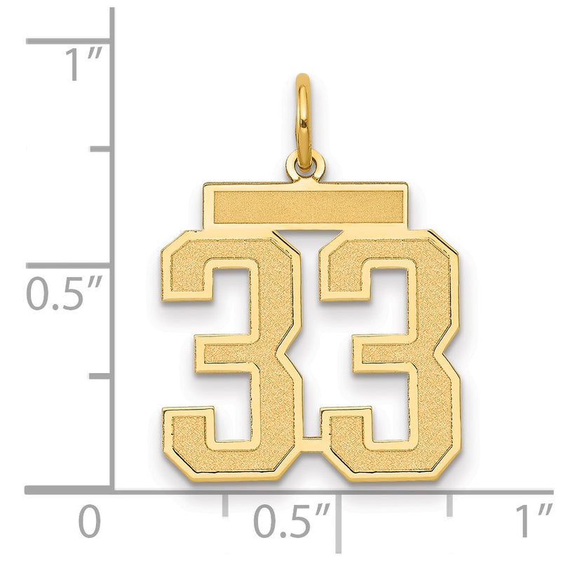 14k Yellow Gold 14k Medium Satin Number 33 Charm