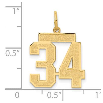 14k Yellow Gold 14k Medium Satin Number 34 Charm