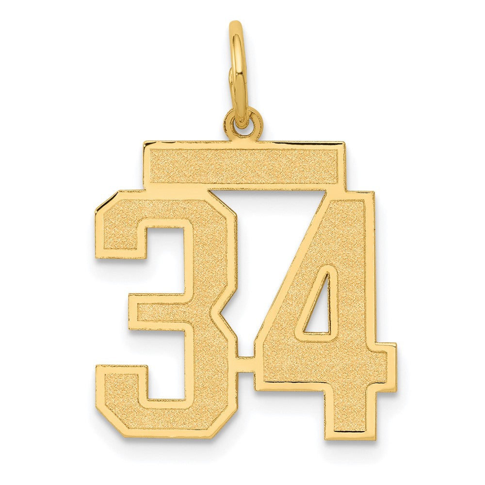 14k Yellow Gold 14k Medium Satin Number 34 Charm