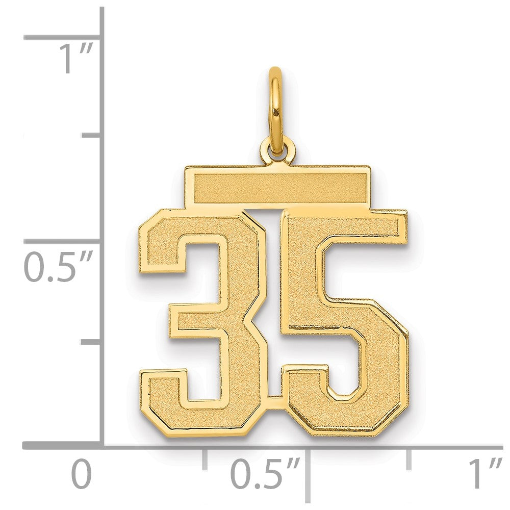 10K Yellow Gold Medium Satin Number 35 Charm