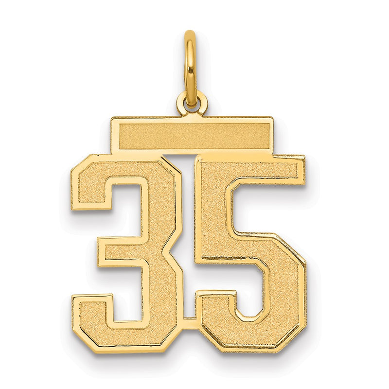 14K Yellow Gold Medium Satin Number 35 Charm
