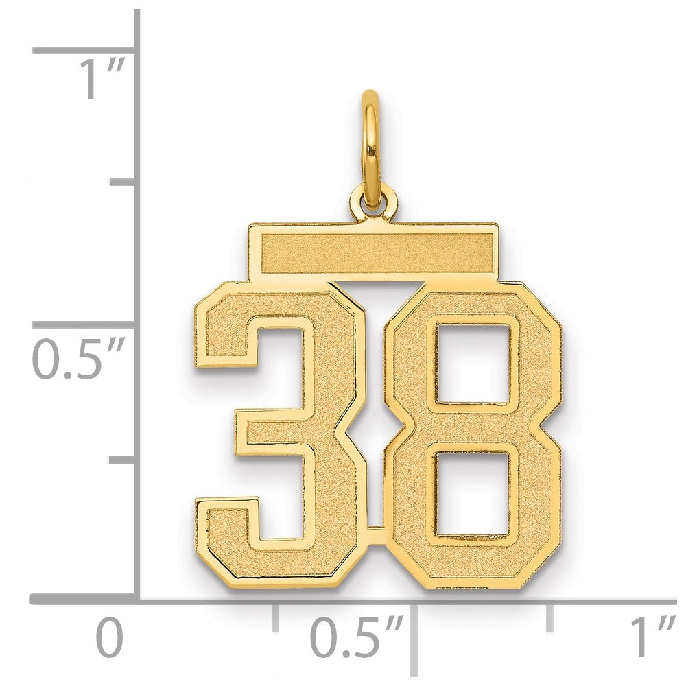 14K Yellow Gold Medium Satin Number 38 Charm