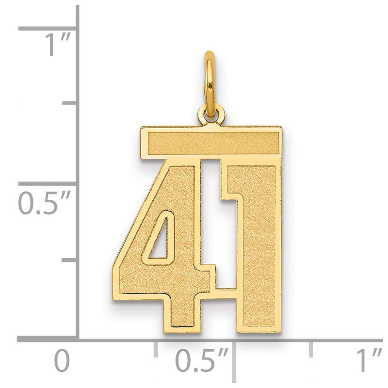 14K Yellow Gold Medium Satin Number 41 Charm