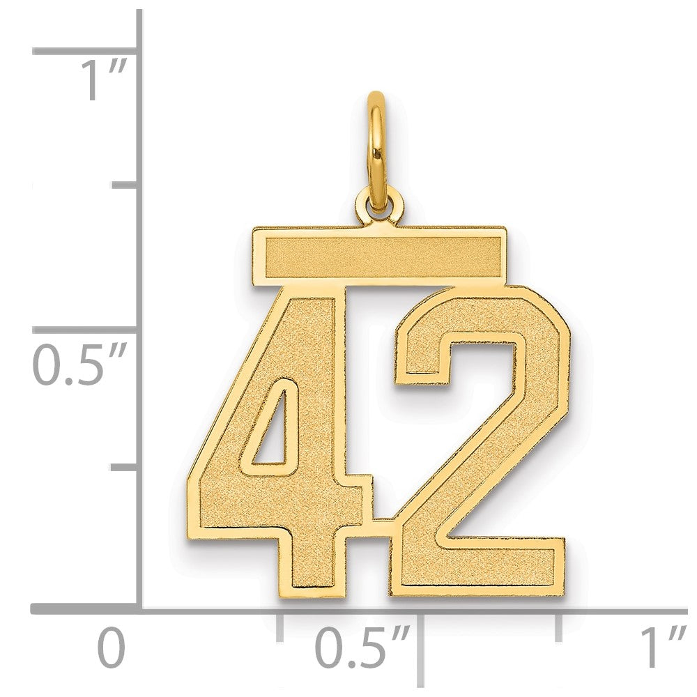 14K Yellow Gold Medium Satin Number 42 Charm
