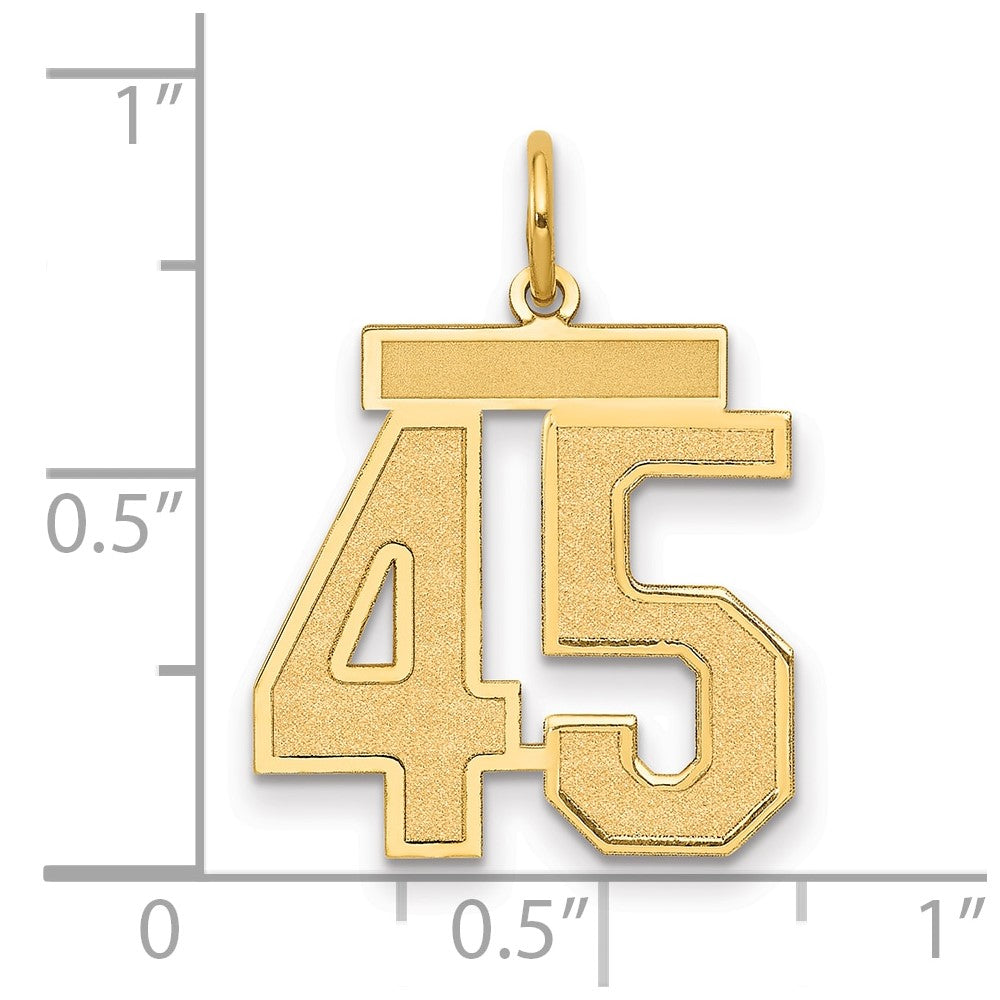 14K Yellow Gold Medium Satin Number 45 Charm