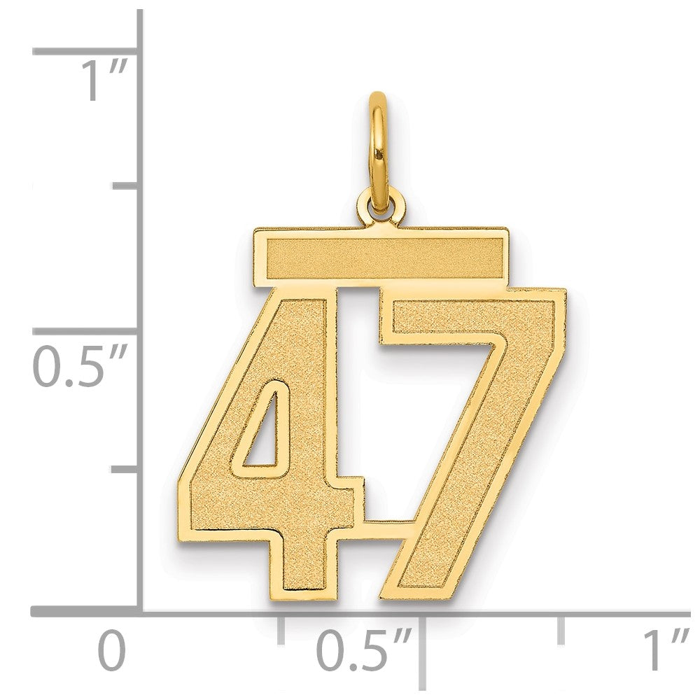 14K Yellow Gold Medium Satin Number 47 Charm