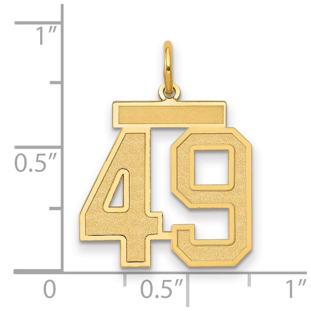 14K Yellow Gold Medium Satin Number 49 Charm