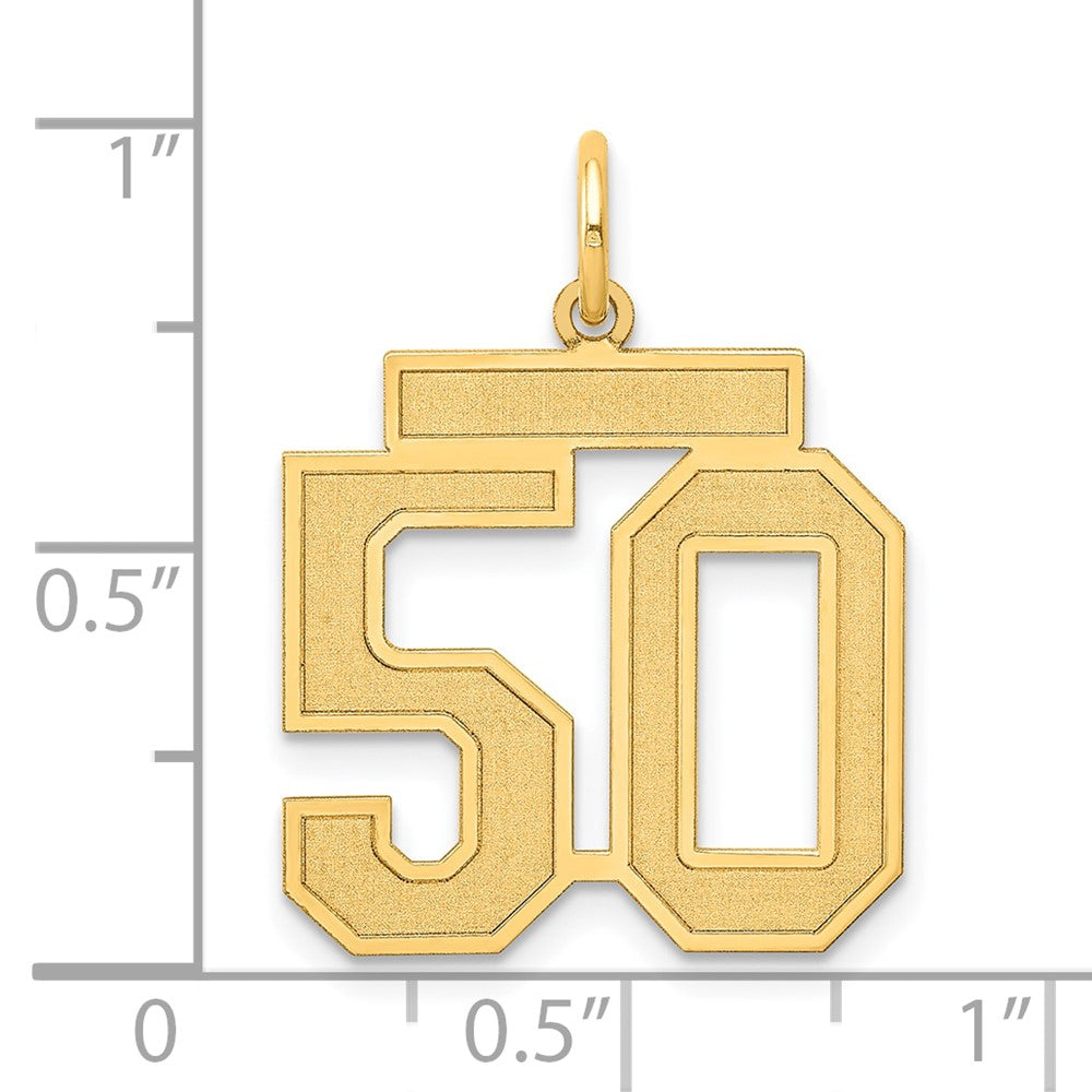 14K Yellow Gold Medium Satin Number 50 Charm